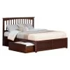 Mission Walnut King Platform Bed with Flat Panel Foot Board and 2-Urban Bed Drawers by AFI -Outlet AFI Store walnut afi platform beds ar8752114 64 1000