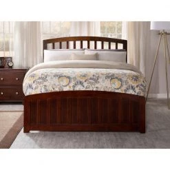 Richmond Walnut Full Platform Bed with Matching Foot Board with Twin Size Urban Trundle Bed by AFI -Outlet AFI Store walnut afi platform beds ar8836014 31 1000
