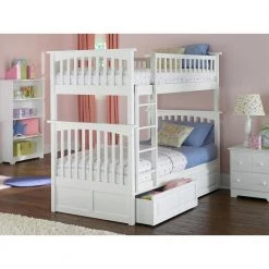 Columbia Bunk Bed Twin over Twin with 2 Raised Panel Bed Drawers in White by AFI -Outlet AFI Store white afi bunk beds ab55122 31 1000