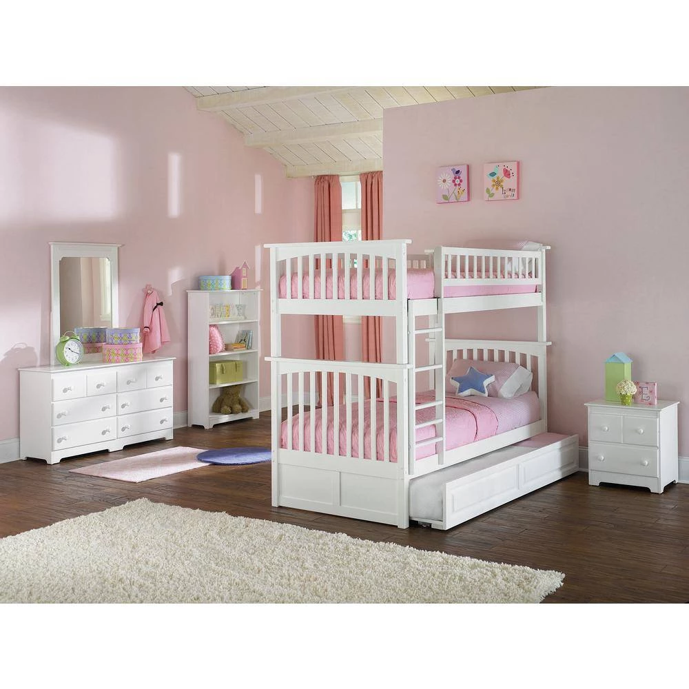 Columbia Bunk Bed Twin over Twin with Twin Sized Raised Panel Trundle Bed in White by AFI 10 Columbia Bunk Bed Twin over Twin with Twin Sized Raised Panel Trundle Bed in White by AFI - Image 8