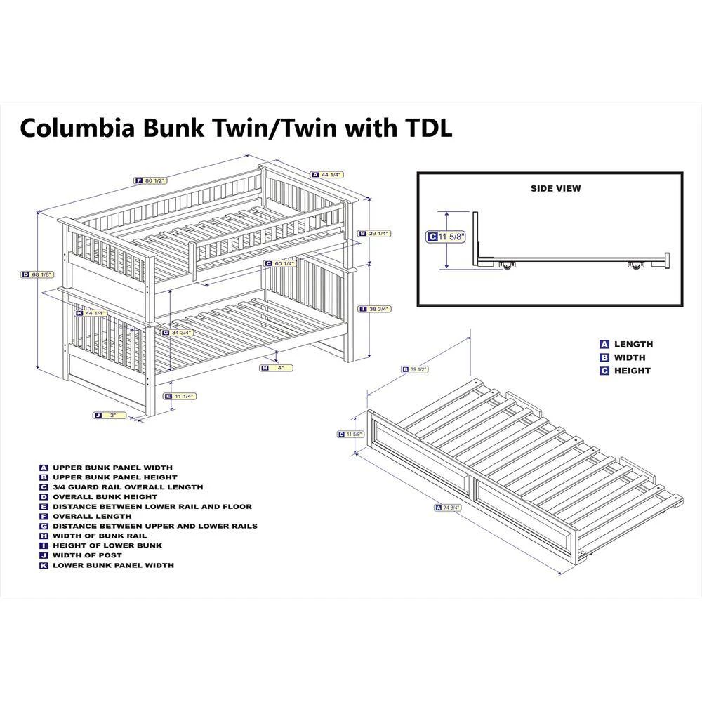 Columbia Bunk Bed Twin over Twin with Twin Sized Raised Panel Trundle Bed in White by AFI 9 Columbia Bunk Bed Twin over Twin with Twin Sized Raised Panel Trundle Bed in White by AFI - Image 7