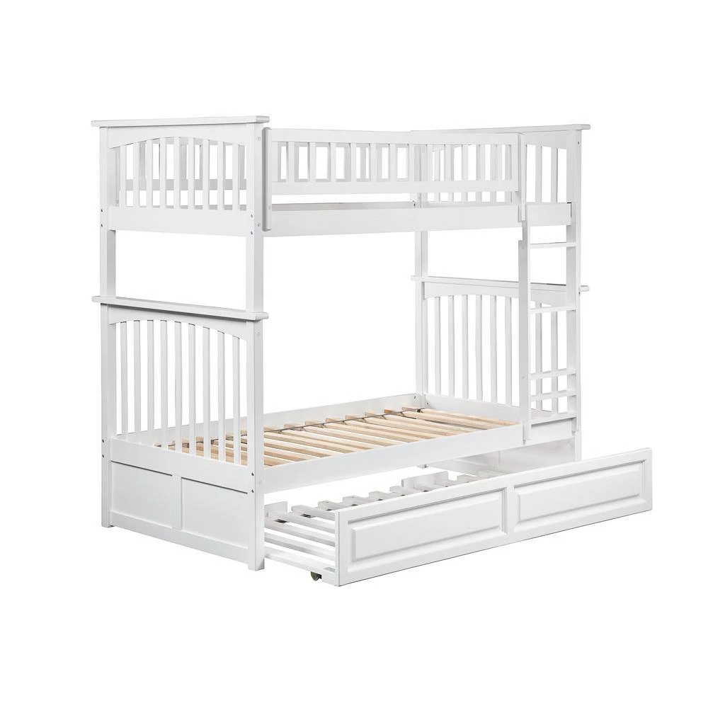 Columbia Bunk Bed Twin over Twin with Twin Sized Raised Panel Trundle Bed in White by AFI 7 Columbia Bunk Bed Twin over Twin with Twin Sized Raised Panel Trundle Bed in White by AFI - Image 5