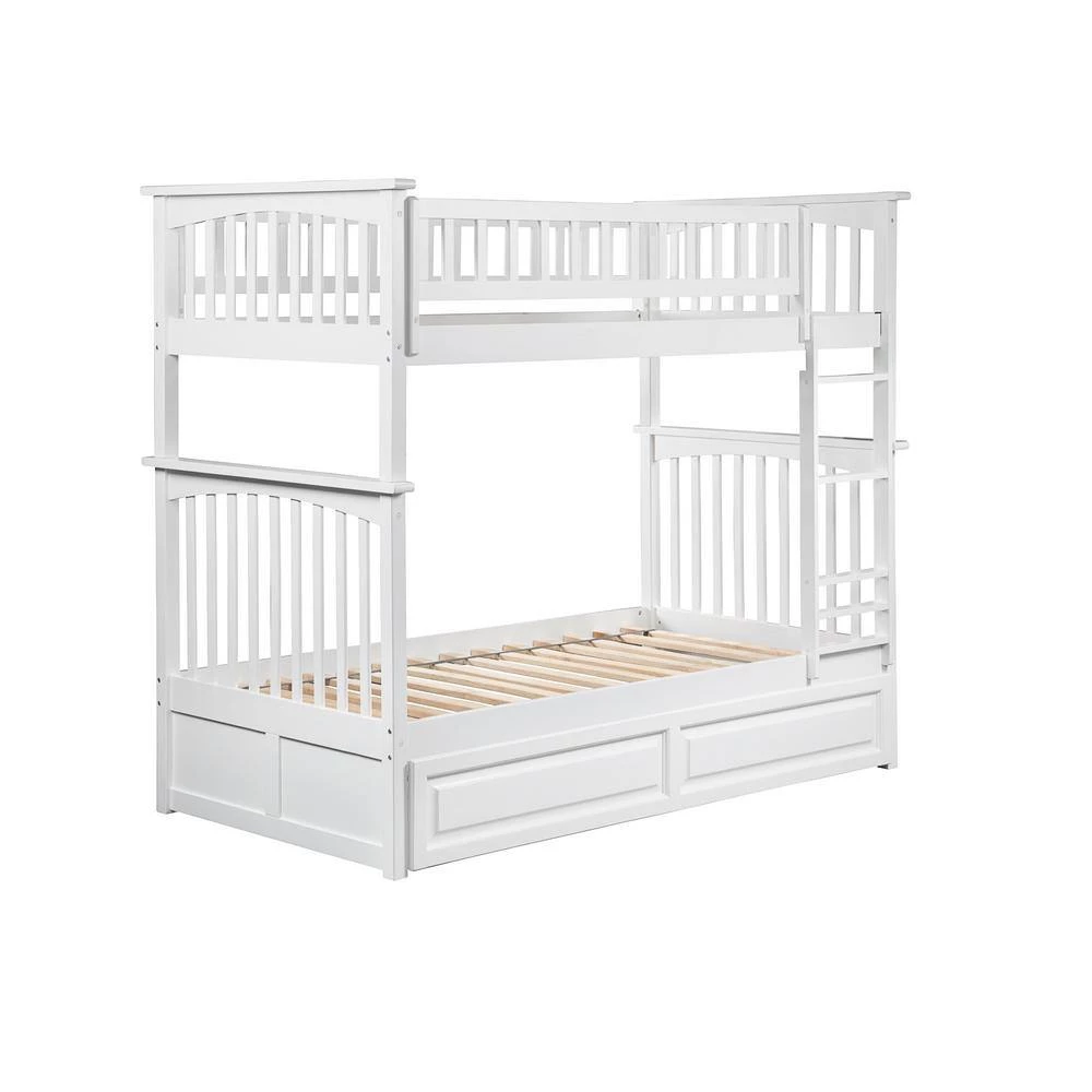 Columbia Bunk Bed Twin over Twin with Twin Sized Raised Panel Trundle Bed in White by AFI 6 Columbia Bunk Bed Twin over Twin with Twin Sized Raised Panel Trundle Bed in White by AFI - Image 4