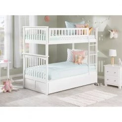 Columbia Bunk Bed Twin over Twin with Twin Size Urban Trundle Bed in White by AFI -Outlet AFI Store white afi bunk beds ab55152 31 1000