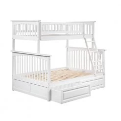 Columbia Bunk Bed Twin over Full with 2 Raised Panel Bed Drawers in White by AFI -Outlet AFI Store white afi bunk beds ab55222 1f 1000