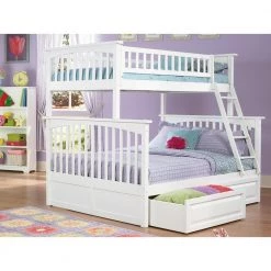 Columbia Bunk Bed Twin over Full with 2 Raised Panel Bed Drawers in White by AFI -Outlet AFI Store white afi bunk beds ab55222 31 1000