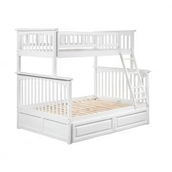 Columbia Bunk Bed Twin over Full with 2 Raised Panel Bed Drawers in White by AFI -Outlet AFI Store white afi bunk beds ab55222 4f 1000
