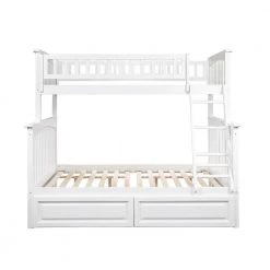 Columbia Bunk Bed Twin over Full with 2 Raised Panel Bed Drawers in White by AFI