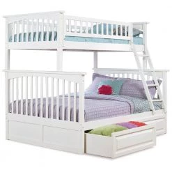 Columbia Bunk Bed Twin over Full with 2 Raised Panel Bed Drawers in White by AFI -Outlet AFI Store white afi bunk beds ab55222 c3 1000