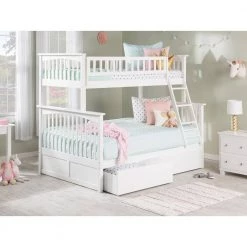 Columbia Bunk Bed Twin Over Full with 2 Urban Bed Drawers in White by AFI -Outlet AFI Store white afi bunk beds ab55242 31 1000