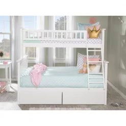 Columbia Bunk Bed Twin Over Full with 2 Urban Bed Drawers in White by AFI -Outlet AFI Store white afi bunk beds ab55242 44 1000