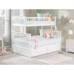 Columbia Bunk Bed Twin Over Full with 2 Urban Bed Drawers in White by AFI -Outlet AFI Store white afi bunk beds ab55242 a0 1000