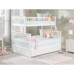 Columbia Bunk Bed Twin over Full with Twin Size Urban Trundle Bed in White by AFI -Outlet AFI Store white afi bunk beds ab55252 31 1000