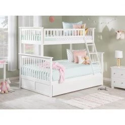 Columbia Bunk Bed Twin over Full with Full Size Urban Trundle Bed in White by AFI -Outlet AFI Store white afi bunk beds ab55272 31 1000
