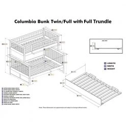 Columbia Bunk Bed Twin over Full with Full Size Urban Trundle Bed in White by AFI -Outlet AFI Store white afi bunk beds ab55272 44 1000