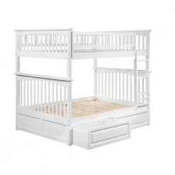 Columbia Bunk Bed Full over Full with 2 Raised Panel Bed Drawers in White by AFI -Outlet AFI Store white afi bunk beds ab55522 1f 1000