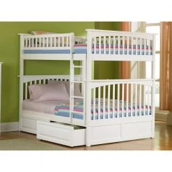 Columbia Bunk Bed Full over Full with 2 Raised Panel Bed Drawers in White by AFI -Outlet AFI Store white afi bunk beds ab55522 31 1000
