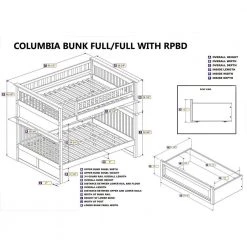 Columbia Bunk Bed Full over Full with 2 Raised Panel Bed Drawers in White by AFI -Outlet AFI Store white afi bunk beds ab55522 44 1000