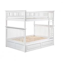 Columbia Bunk Bed Full over Full with 2 Raised Panel Bed Drawers in White by AFI -Outlet AFI Store white afi bunk beds ab55522 4f 1000