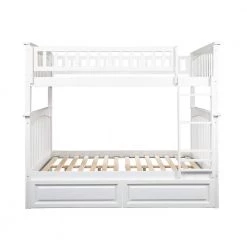Columbia Bunk Bed Full over Full with 2 Raised Panel Bed Drawers in White by AFI
