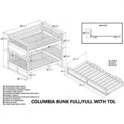 Columbia Bunk Bed Full over Full with Twin Size Raised Panel Trundle Bed in White by AFI -Outlet AFI Store white afi bunk beds ab55532 44 1000