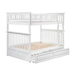 Columbia Bunk Bed Full over Full with Twin Size Raised Panel Trundle Bed in White by AFI -Outlet AFI Store white afi bunk beds ab55532 4f 1000