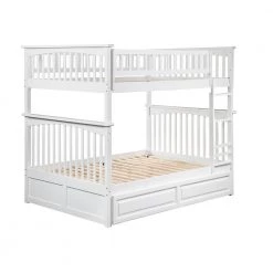 Columbia Bunk Bed Full over Full with Twin Size Raised Panel Trundle Bed in White by AFI -Outlet AFI Store white afi bunk beds ab55532 c3 1000