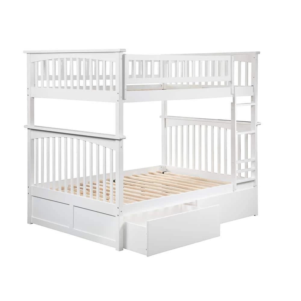 Columbia White Full over Full Bunk Bed with 2 Urban Bed Drawers by AFI 3 Columbia White Full over Full Bunk Bed with 2 Urban Bed Drawers by AFI