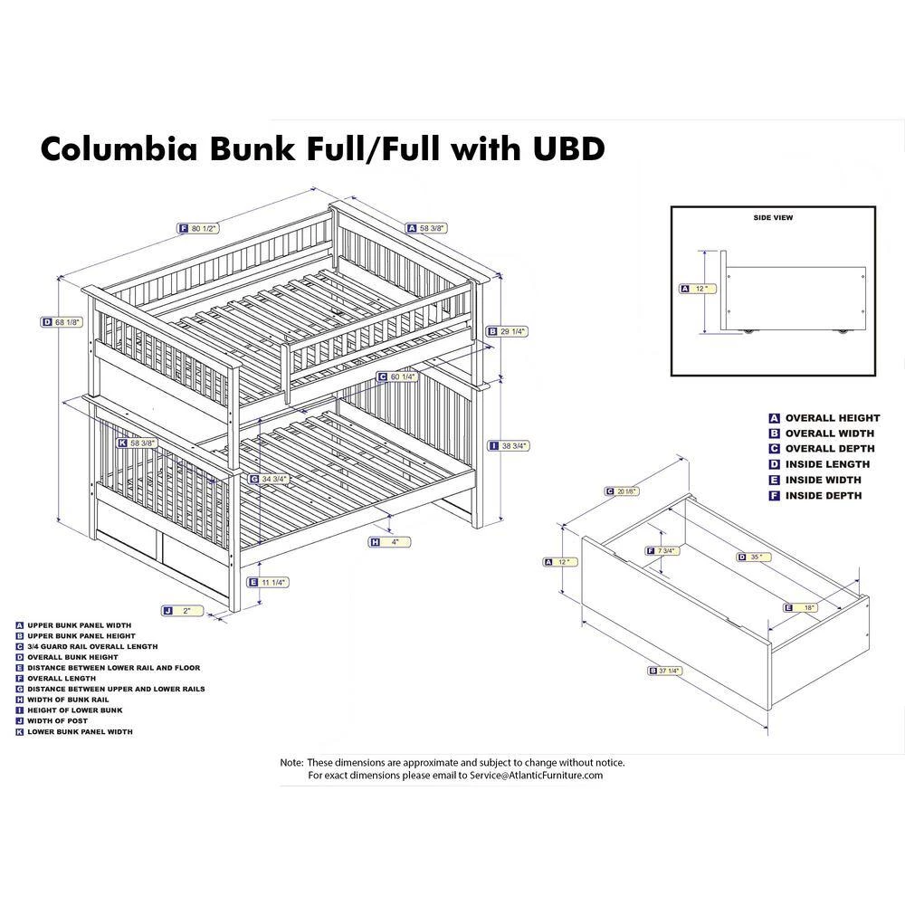Columbia White Full over Full Bunk Bed with 2 Urban Bed Drawers by AFI 9 Columbia White Full over Full Bunk Bed with 2 Urban Bed Drawers by AFI - Image 7