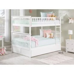 Columbia Bunk Bed Full over Full with Full Size Urban Trundle Bed in White by AFI -Outlet AFI Store white afi bunk beds ab55572 31 1000