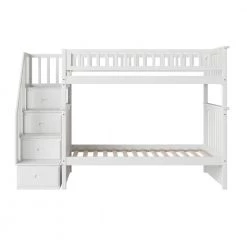Columbia Staircase Bunk Bed Twin over Twin in White by AFI