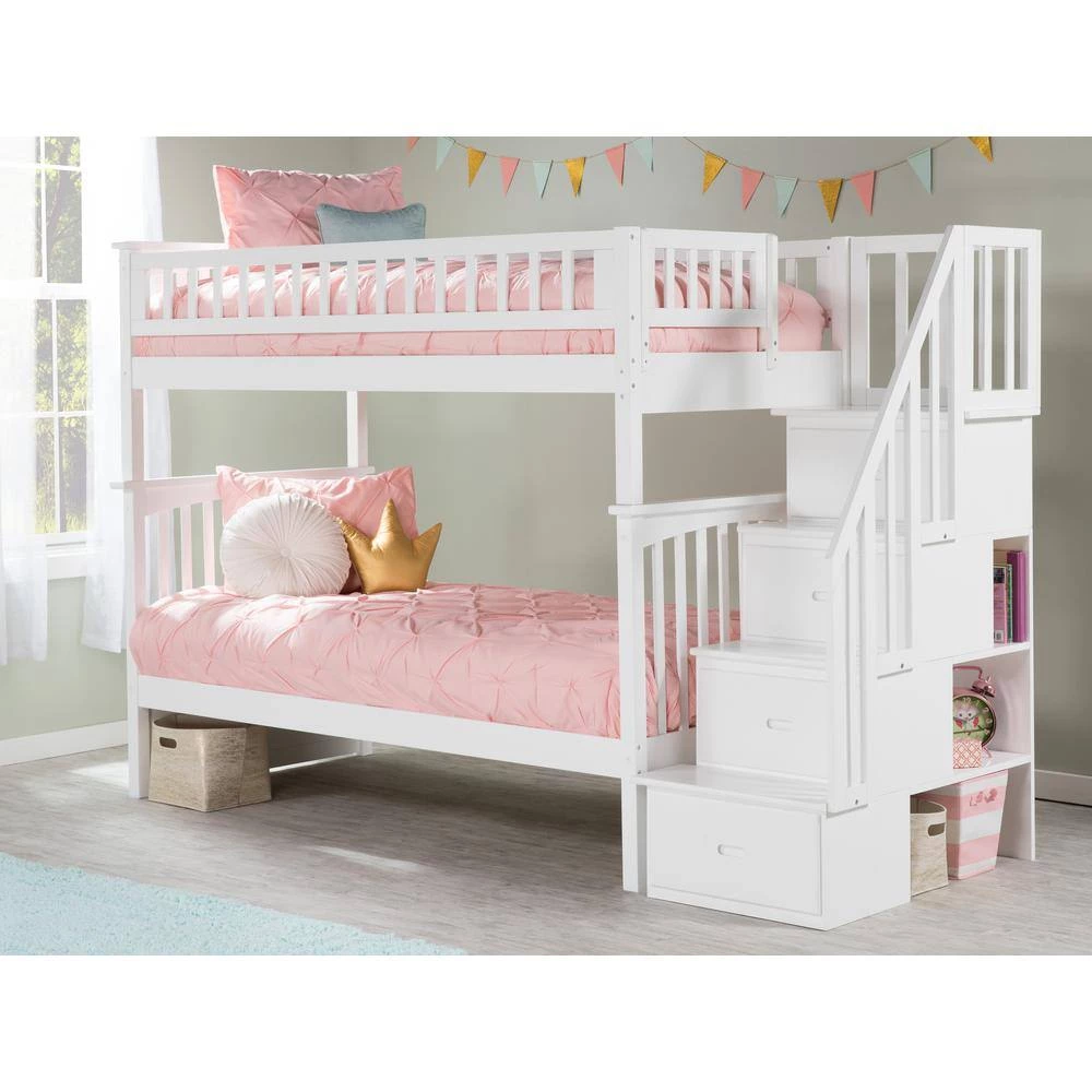 Columbia Staircase Bunk Bed Twin over Twin in White by AFI 4 Columbia Staircase Bunk Bed Twin over Twin in White by AFI - Image 2