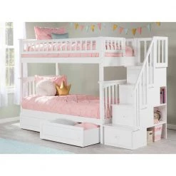 Columbia Staircase Bunk Bed Twin Over Twin with 2 Raised Panel Bed Drawers in White by AFI 17 Columbia Staircase Bunk Bed Twin Over Twin with 2 Raised Panel Bed Drawers in White by AFI -Outlet AFI Store white afi bunk beds ab55622 31 1000