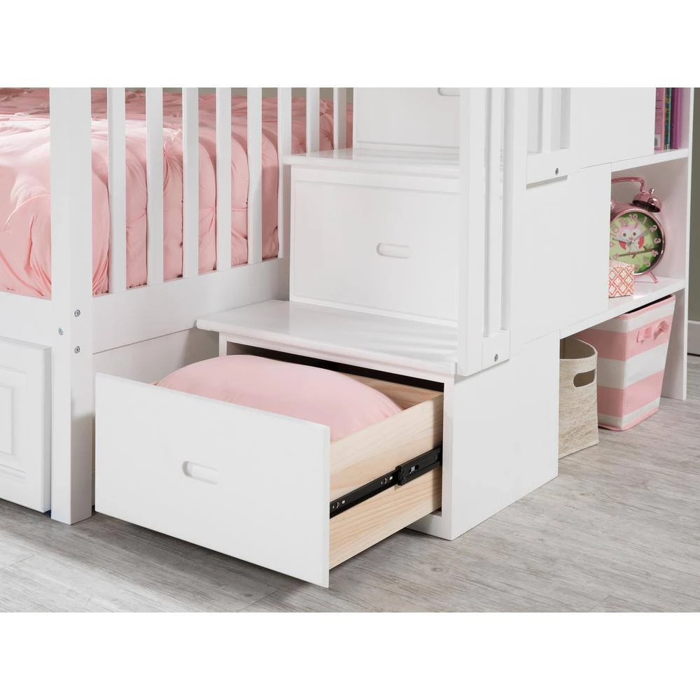Columbia Staircase Bunk Bed Twin Over Twin with 2 Raised Panel Bed Drawers in White by AFI 9 Columbia Staircase Bunk Bed Twin Over Twin with 2 Raised Panel Bed Drawers in White by AFI - Image 7