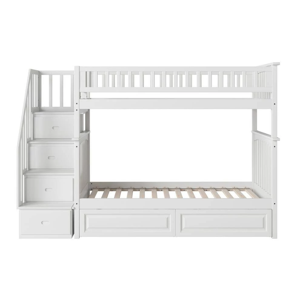 Columbia Staircase Bunk Bed Twin Over Twin with 2 Raised Panel Bed Drawers in White by AFI 8 Columbia Staircase Bunk Bed Twin Over Twin with 2 Raised Panel Bed Drawers in White by AFI - Image 6