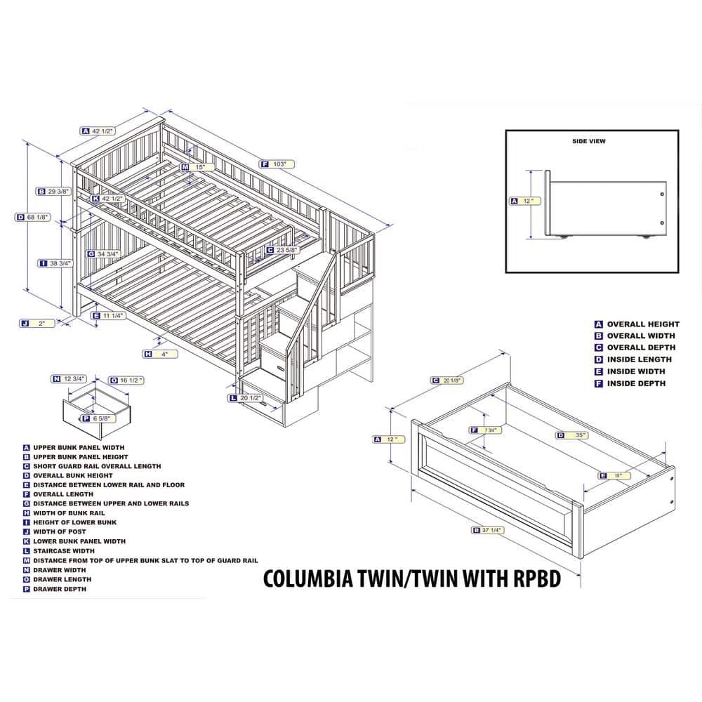 Columbia Staircase Bunk Bed Twin Over Twin with 2 Raised Panel Bed Drawers in White by AFI 4 Columbia Staircase Bunk Bed Twin Over Twin with 2 Raised Panel Bed Drawers in White by AFI - Image 2