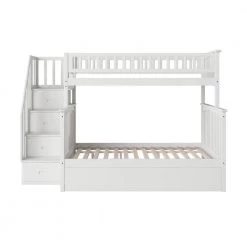 Columbia Staircase Bunk Bed Twin over Full with Full Size Urban Trundle Bed in White by AFI -Outlet AFI Store white afi bunk beds ab55772 c3 1000