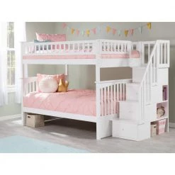 Columbia Staircase Bunk Bed Full Over Full in White by AFI -Outlet AFI Store white afi bunk beds ab55802 31 1000