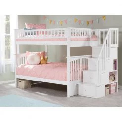 Columbia Staircase Bunk Bed Full Over Full in White by AFI -Outlet AFI Store white afi bunk beds ab55802 40 1000