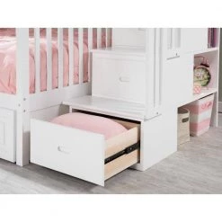 Columbia Staircase Bunk Bed Full Over Full with 2 Raised Panel Bed Drawers in White by AFI -Outlet AFI Store white afi bunk beds ab55822 4f 1000