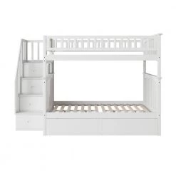 Columbia Staircase White Full Over Full Bunk Bed with 2-Urban Bed Drawers by AFI -Outlet AFI Store white afi bunk beds ab55842 4f 1000