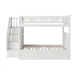 Columbia Staircase White Full Over Full Bunk Bed with Twin Urban Trundle Bed by AFI -Outlet AFI Store white afi bunk beds ab55852 44 1000