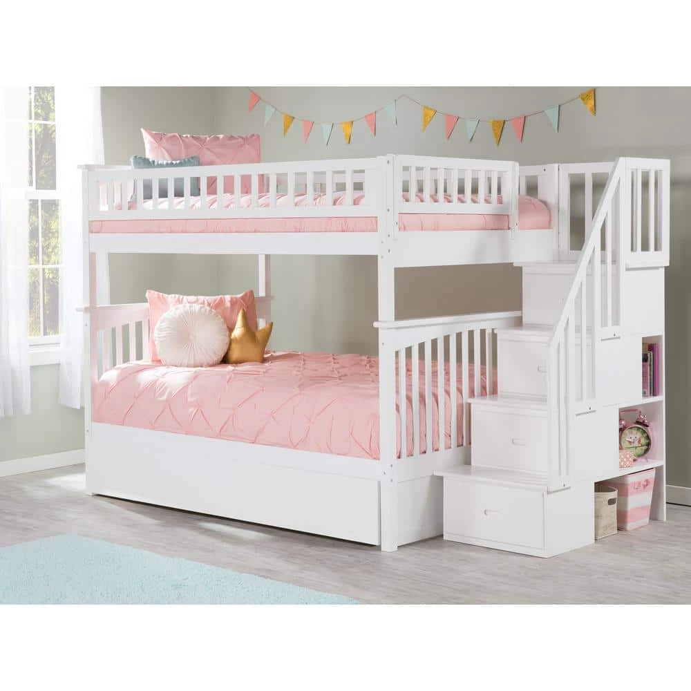 Columbia Staircase Bunk Bed Full over Full with Full Size Urban Trundle Bed in White by AFI 9 Columbia Staircase Bunk Bed Full over Full with Full Size Urban Trundle Bed in White by AFI - Image 7
