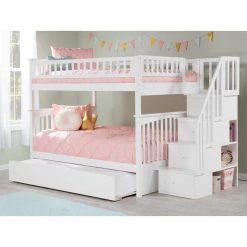 Columbia Staircase Bunk Bed Full over Full with Full Size Urban Trundle Bed in White by AFI 11 Columbia Staircase Bunk Bed Full over Full with Full Size Urban Trundle Bed in White by AFI -Outlet AFI Store white afi bunk beds ab55872 40 1000