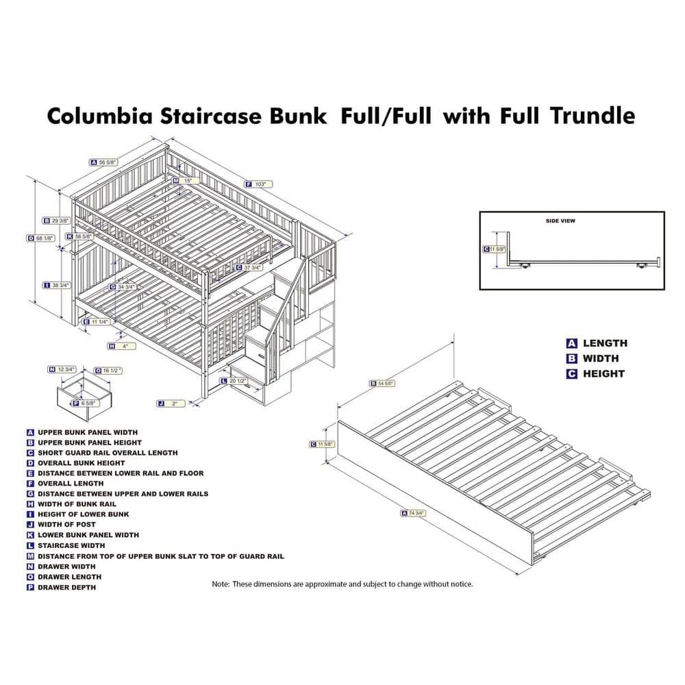 Columbia Staircase Bunk Bed Full over Full with Full Size Urban Trundle Bed in White by AFI 8 Columbia Staircase Bunk Bed Full over Full with Full Size Urban Trundle Bed in White by AFI - Image 6