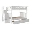 Columbia Staircase Bunk Bed Full over Full with Full Size Urban Trundle Bed in White by AFI -Outlet AFI Store white afi bunk beds ab55872 64 1000