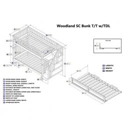 Woodland Staircase Bunk Bed Twin over Twin with Twin Size Raised Panel Trundle Bed in White by AFI -Outlet AFI Store white afi bunk beds ab56632 fa 1000