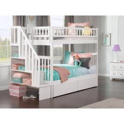 Woodland Staircase Bunk Bed Twin over Twin with 2 Urban Bed Drawers in White by AFI 19 Woodland Staircase Bunk Bed Twin over Twin with 2 Urban Bed Drawers in White by AFI -Outlet AFI Store white afi bunk beds ab56642 31 1000