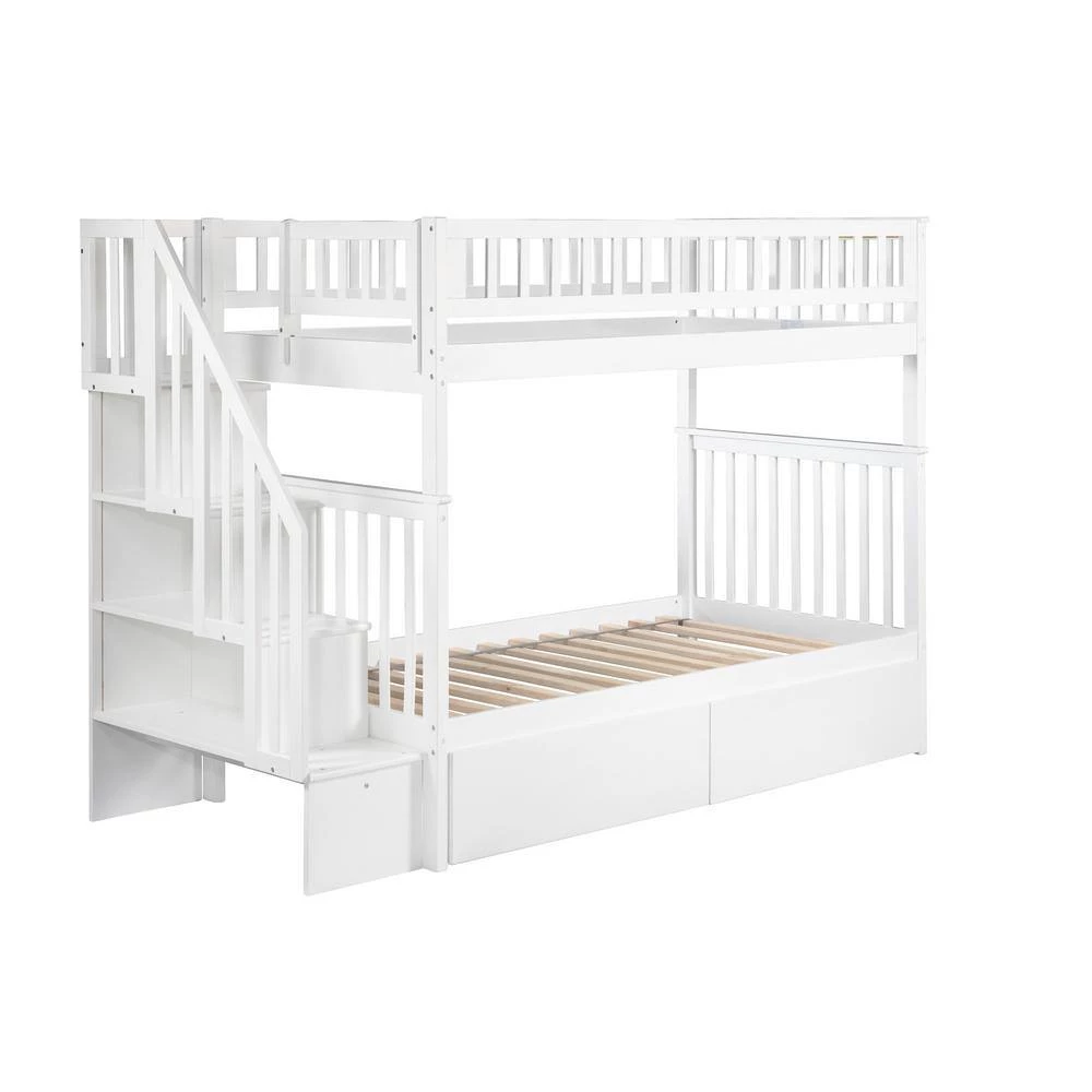 Woodland Staircase Bunk Bed Twin over Twin with 2 Urban Bed Drawers in White by AFI 9 Woodland Staircase Bunk Bed Twin over Twin with 2 Urban Bed Drawers in White by AFI - Image 7
