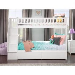 Woodland Staircase Bunk Bed Twin over Twin with 2 Urban Bed Drawers in White by AFI 14 Woodland Staircase Bunk Bed Twin over Twin with 2 Urban Bed Drawers in White by AFI -Outlet AFI Store white afi bunk beds ab56642 c3 1000